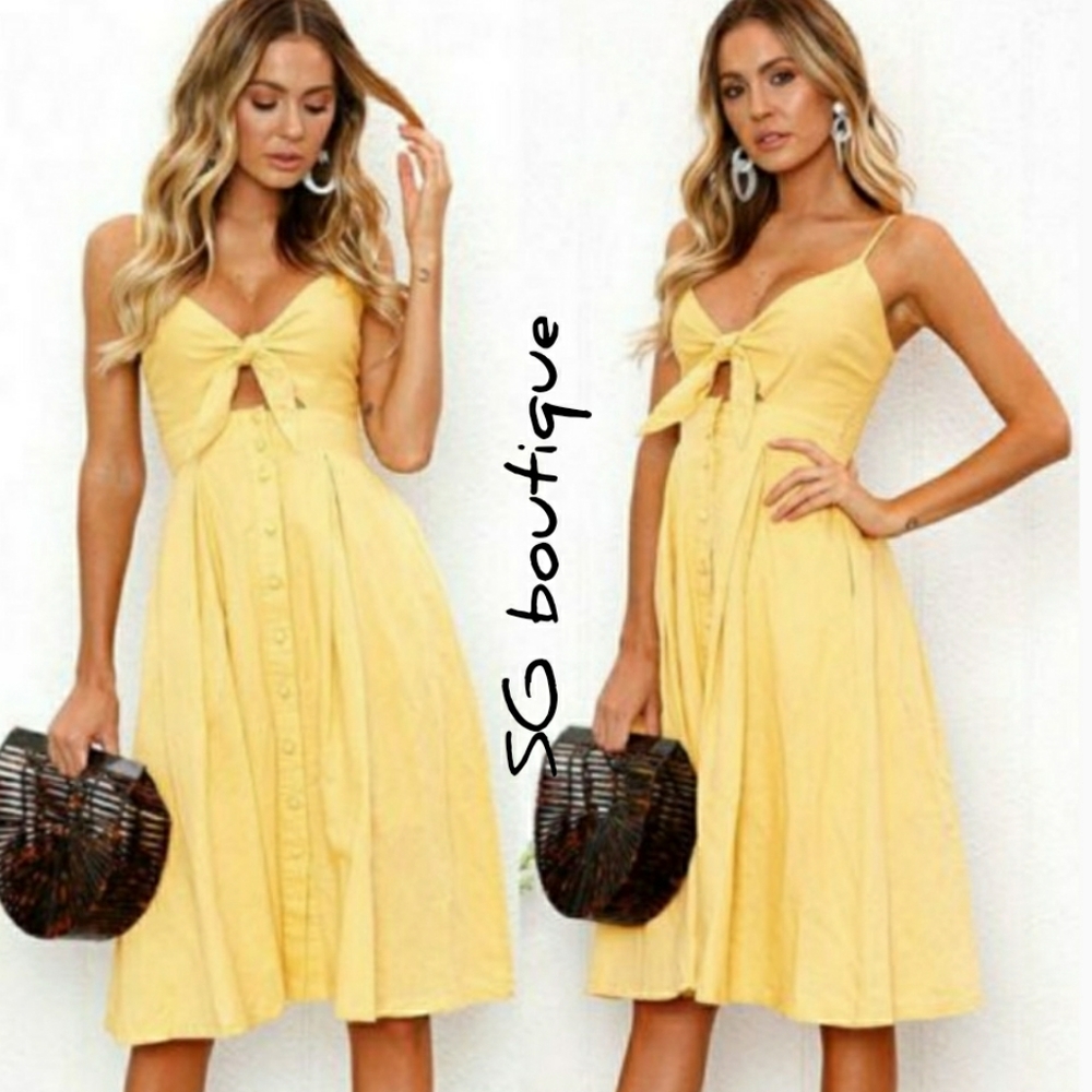 🆕⭐Yellow honey knot fit flare cotton dress⭐